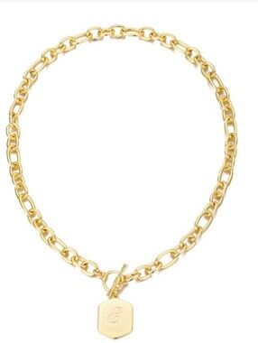 Adornia14k Gold Plated Monogram Initial E Chunky Toggle Necklace